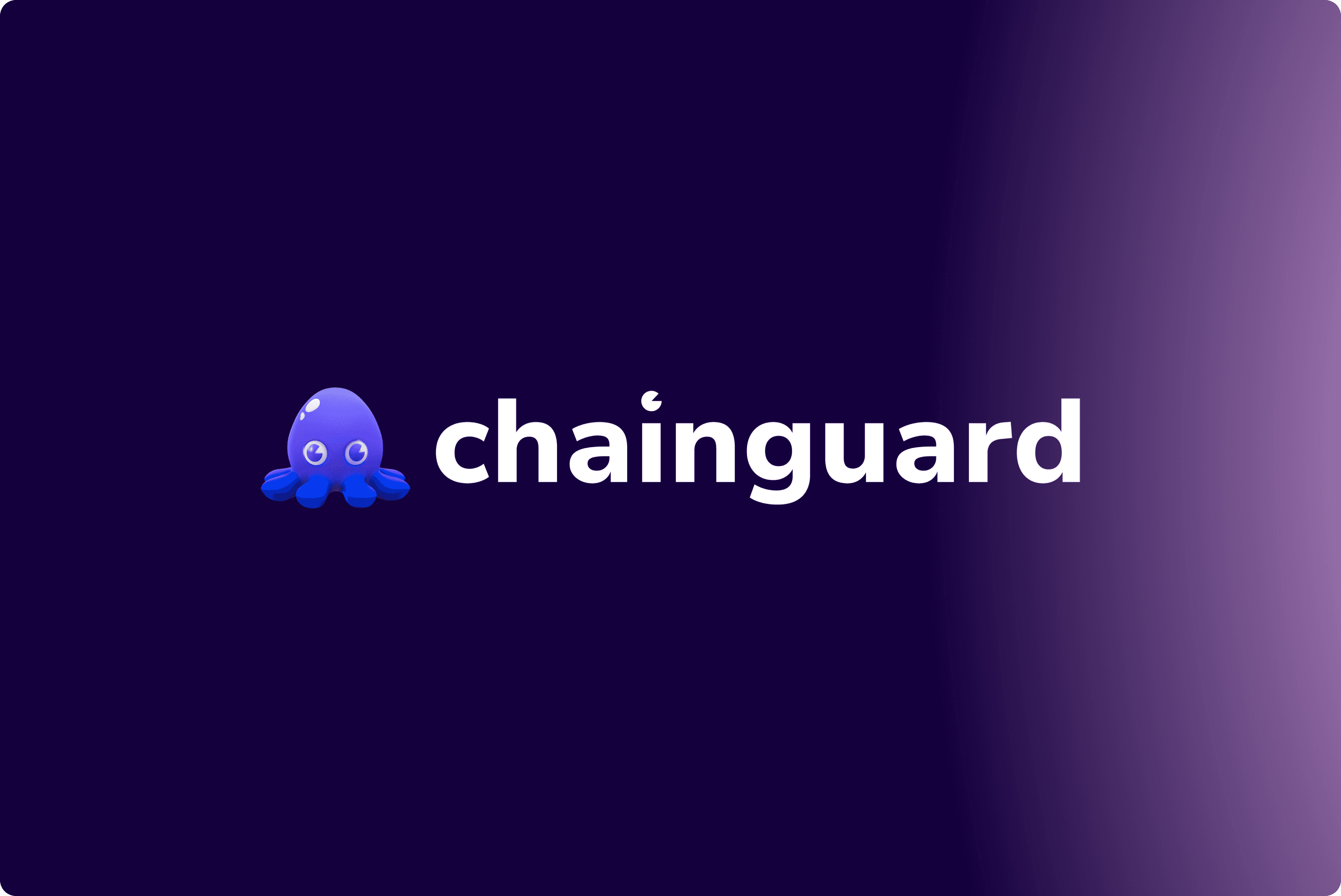 Image with text "Chainguard" and octopus logo on dark purple gradient background.