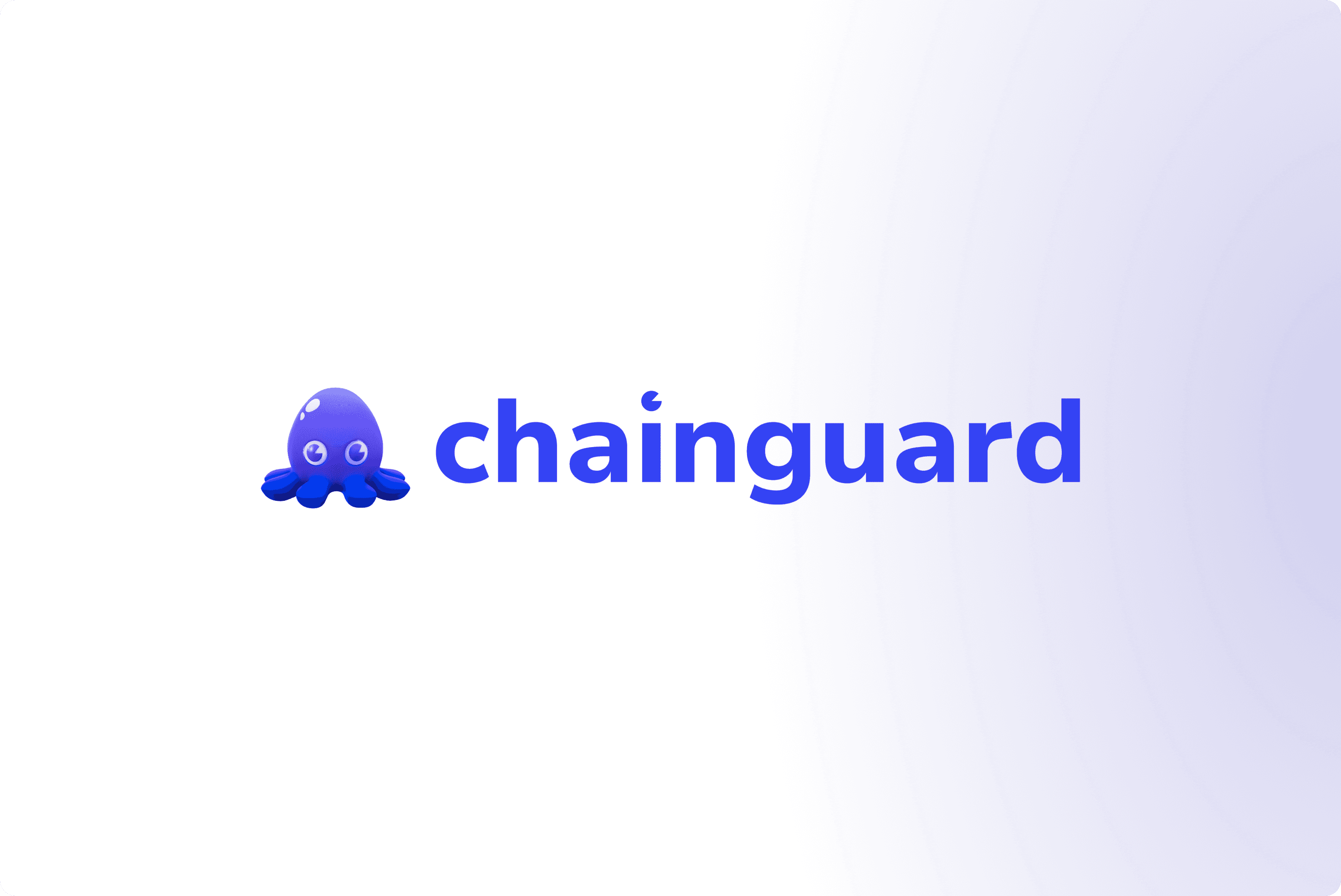 Chainguard logo with white to blue gradient background.